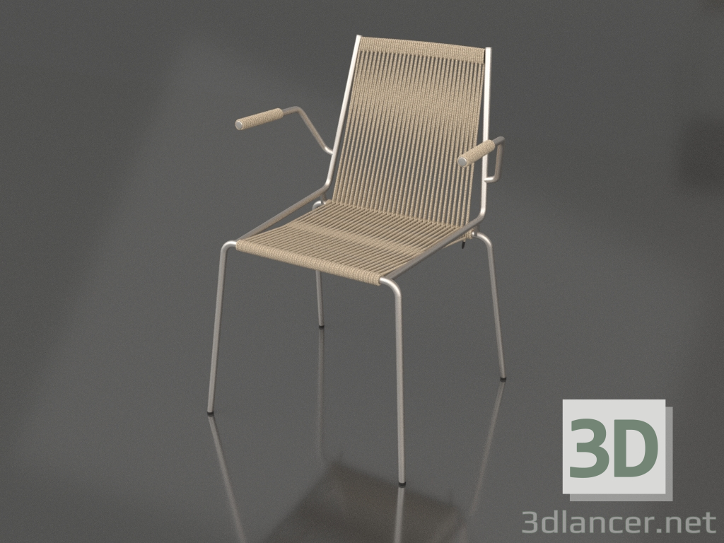 modèle 3D Chaise avec accoudoirs Noel (Piètement Acier, Drisse Drapeau Nature) - preview