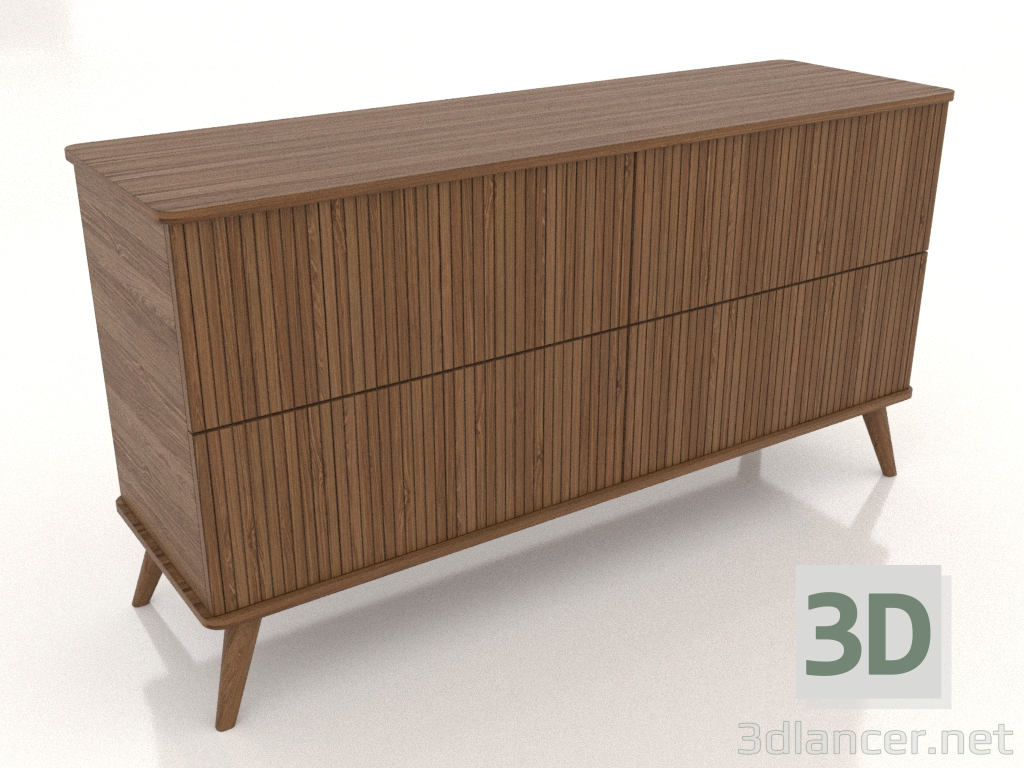 modello 3D Cassettiera 1 1500x400x800 mm (noce chiaro) - anteprima