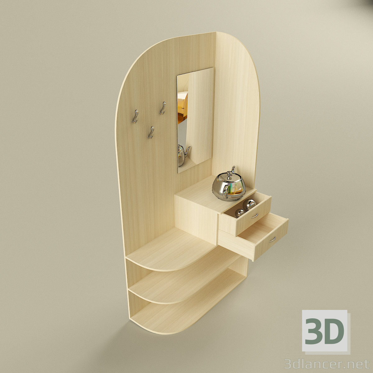 Modelo 3d Canto do armário no corredor - preview