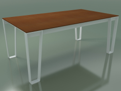 Outdoor dining table InOut (938, White Lacquered Aluminum, Teak Slats)