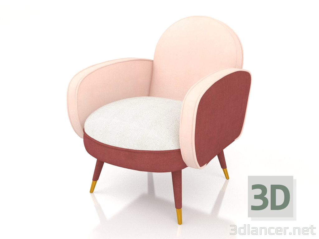 modèle 3D Fauteuil Sam (Rose Blanc) - preview