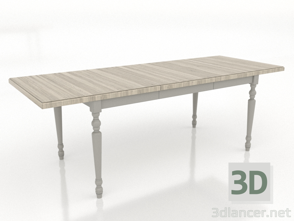 3d model Dining table 2100x800 mm (extendable, RAL 7044, lightened oak) - preview