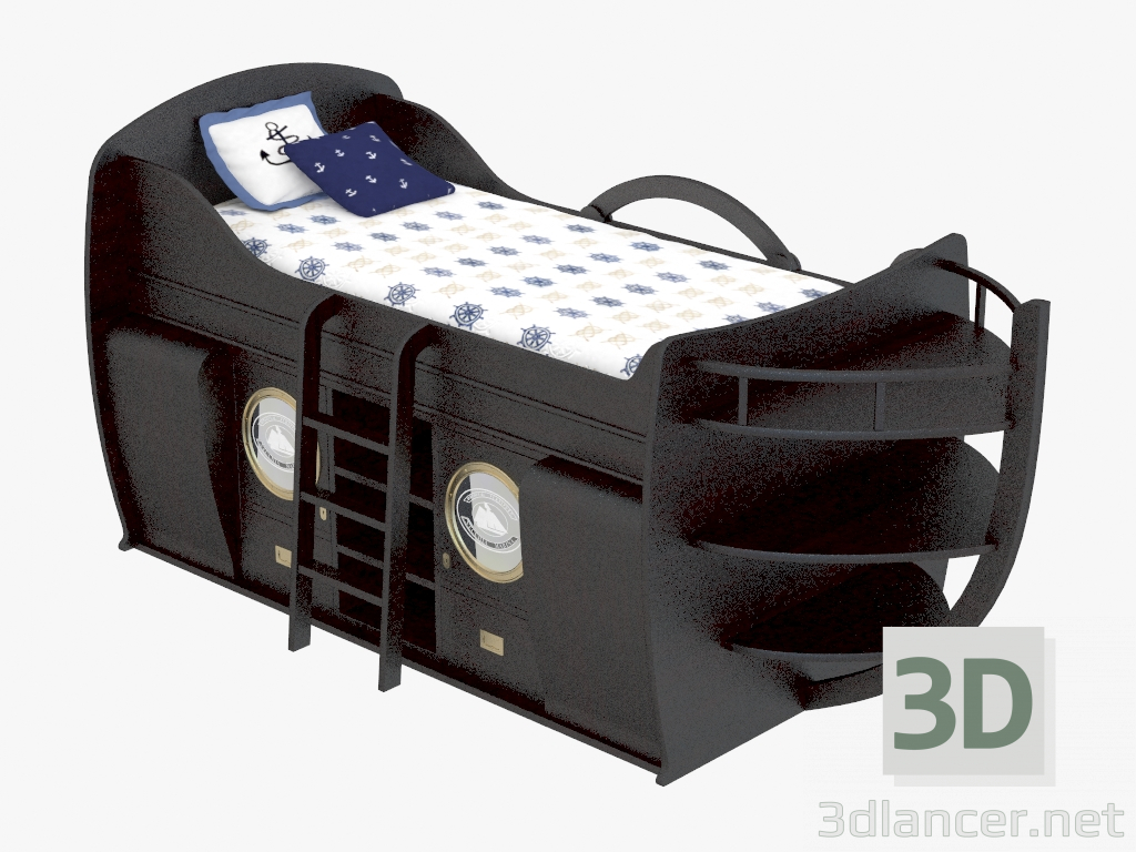 3d model Single bed in the form of a ship - preview