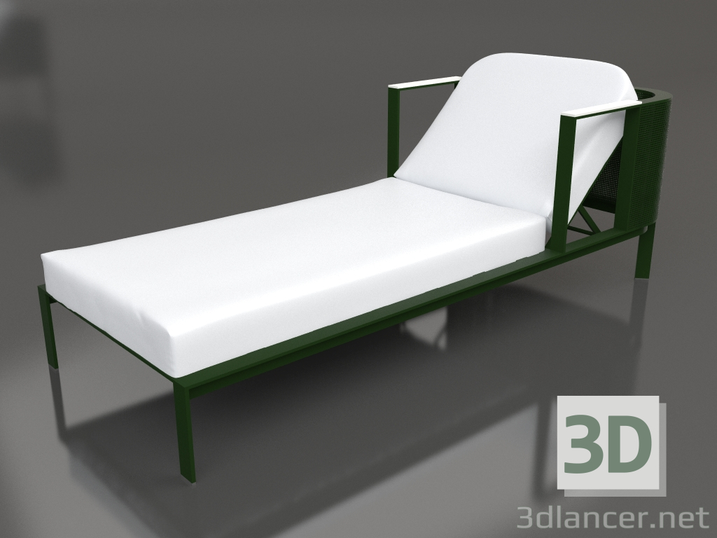 3d model Tumbona con reposacabezas elevado (Verde botella) - vista previa