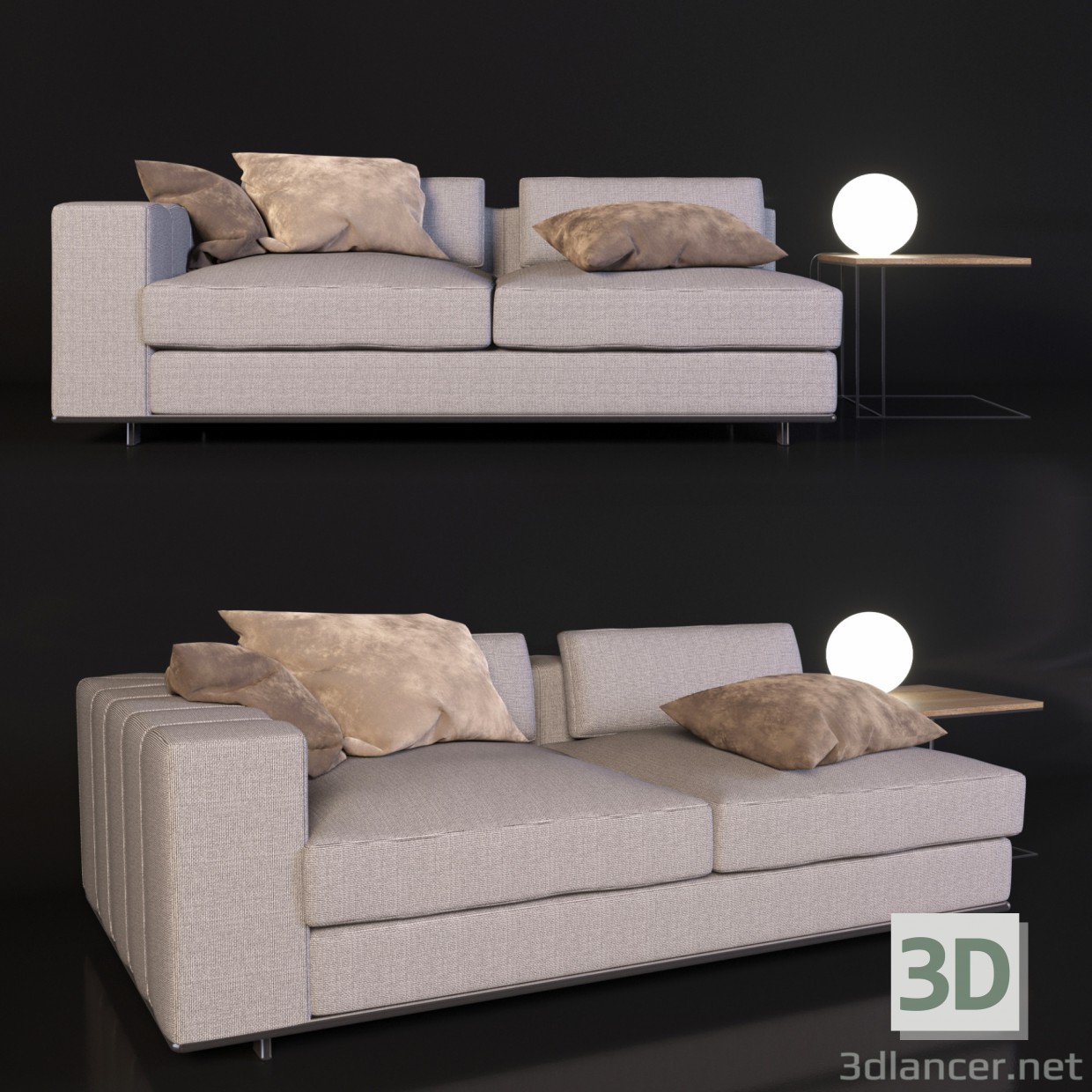 modello 3D Divano minotti - anteprima