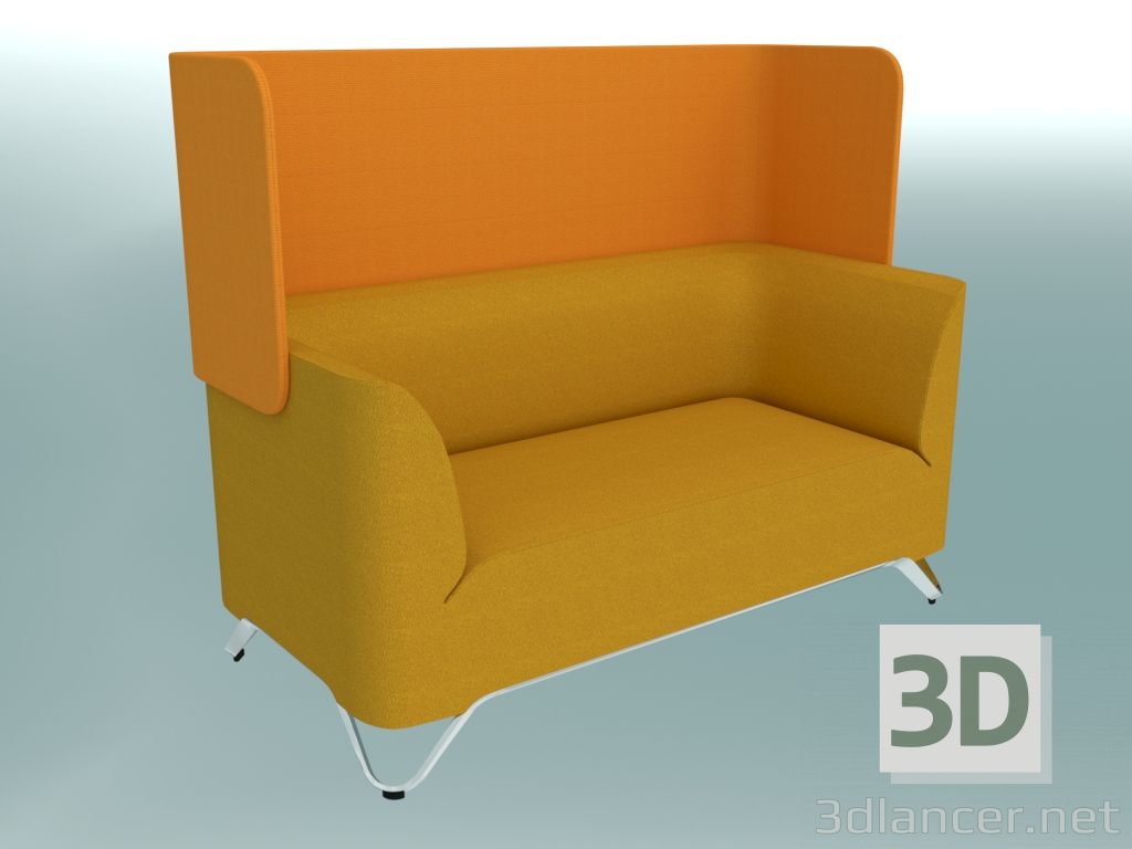 3D Modell Doppelsofa mit Armlehnen, mit Bildschirm (21W) - Vorschau