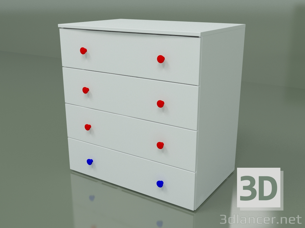 3d model 4 drawer dresser - preview