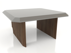 Mesa de centro, folheado de nogueira com acabamento F, laca cinza brilhante (80x80x40 cm)