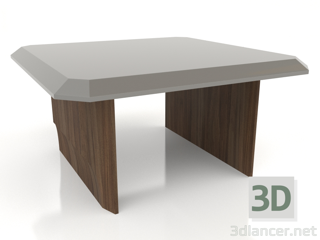 3d model Mesa de centro, chapa de nogal acabado F, laca gris brillante (80x80x40 cm) - vista previa
