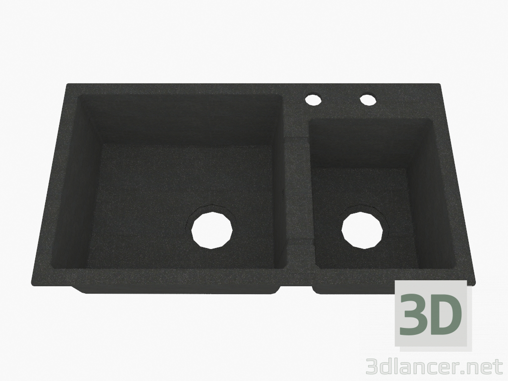 3d model Fregadero, 2 cuencos sin ala para secar - Graphite Piva (ZQI 2203) - vista previa