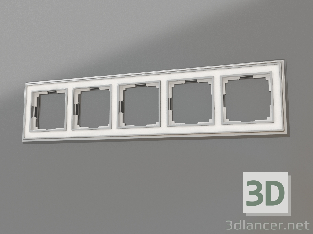 Modelo 3d Moldura para 5 postes Palacio (branco cromado) - preview