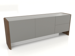 Aparador, folheado de nogueira com acabamento F, laca cinza brilhante (209,6x50x78 cm)