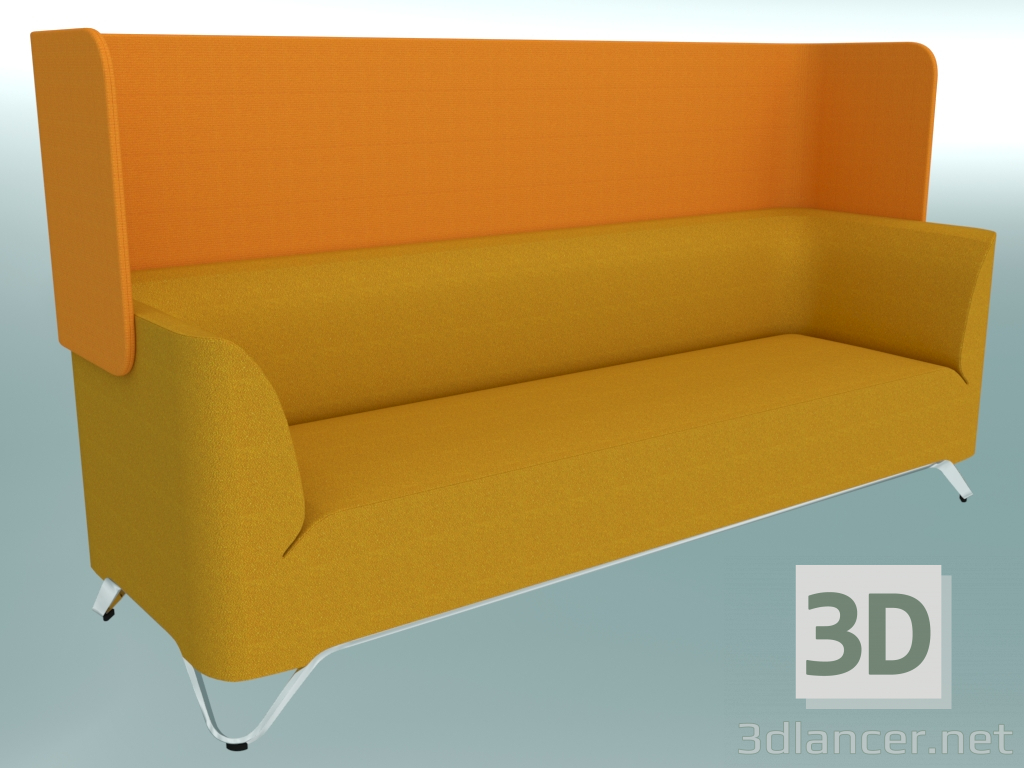 3d model Sofá triple con reposabrazos, con pantalla (31W) - vista previa