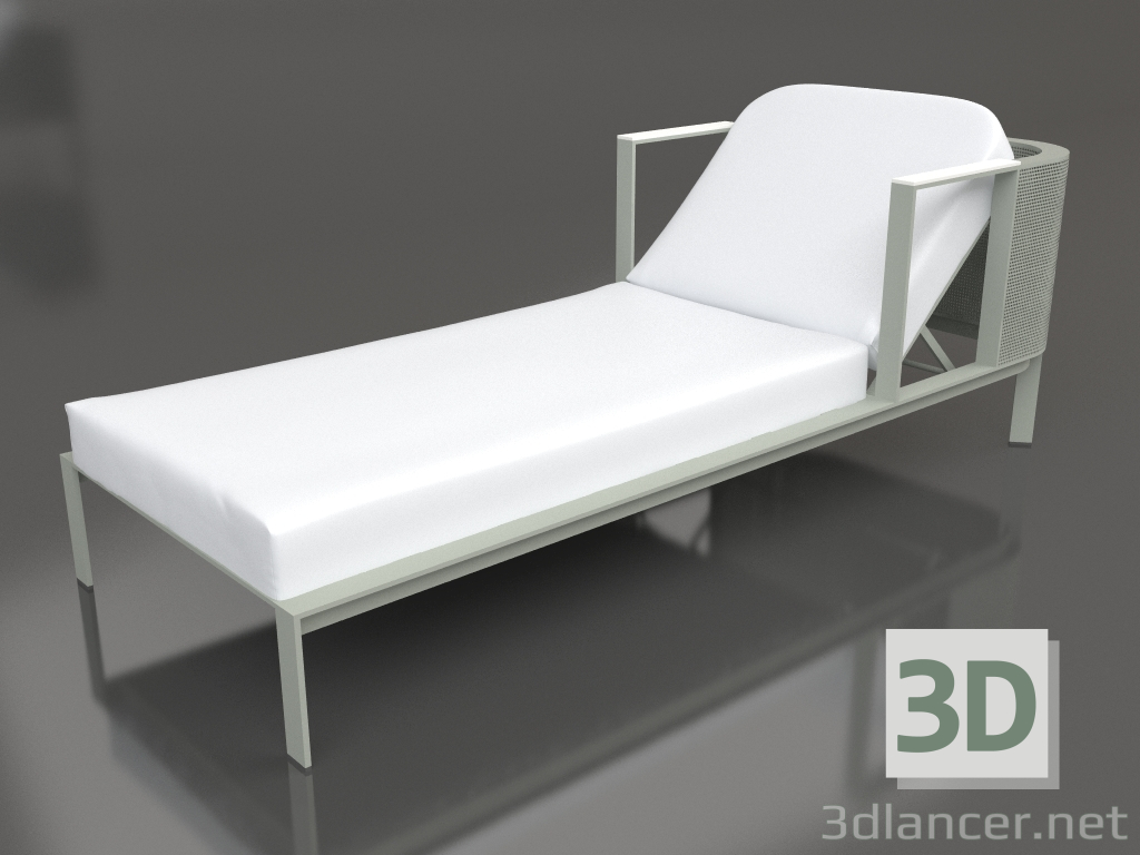 modèle 3D Chaise longue avec appui-tête surélevé (Gris ciment) - preview