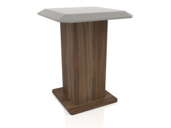 Mesa lateral, folheado de nogueira com acabamento F, laca cinza brilhante (39,5x39,5x50 cm)