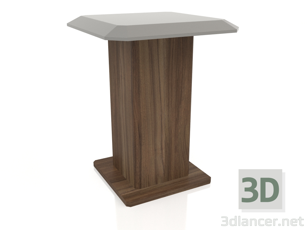 3d model Mesa auxiliar, chapa de nogal acabado F, laca gris brillante (39,5 x 39,5 x 50 cm) - vista previa