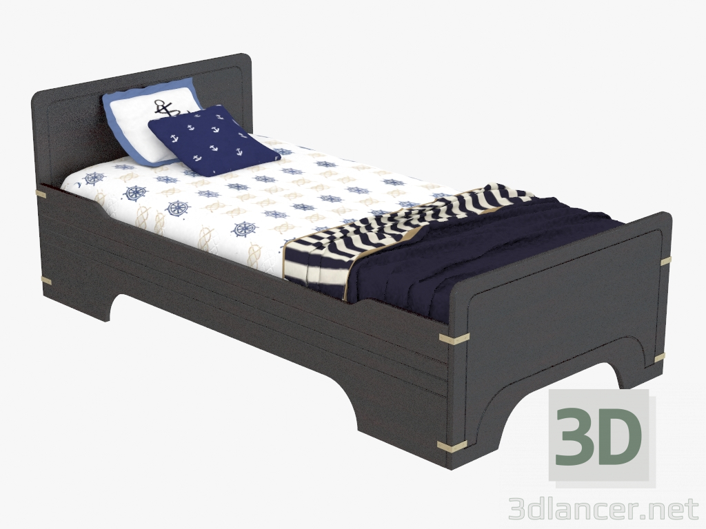 modello 3D Letto in legno - anteprima