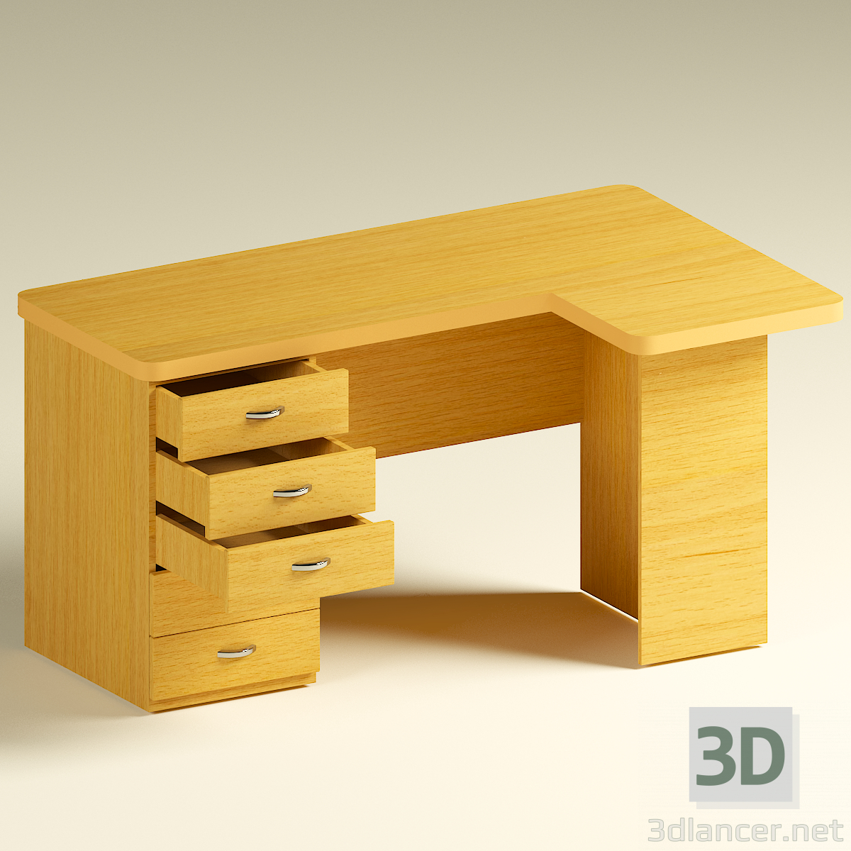 modèle 3D bureau d'ordinateur de coin - preview