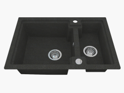 Sink, 1,5 bowls without a wing for drying - Graphite Polka (ZQO 2503)