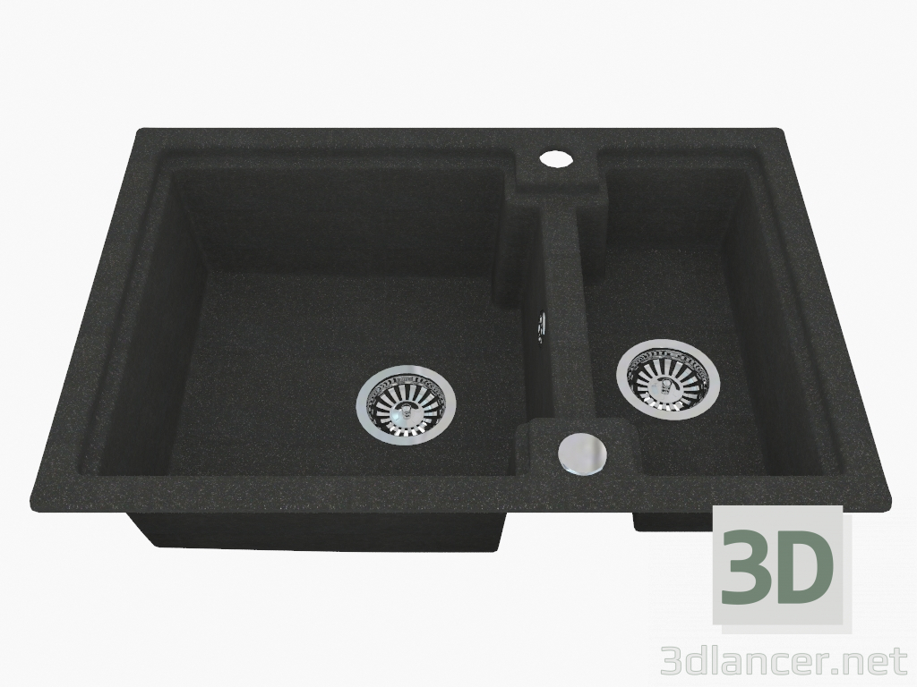 3d model Fregadero, 1,5 cuencos sin ala para secar - Graphite Polka (ZQO 2503) - vista previa