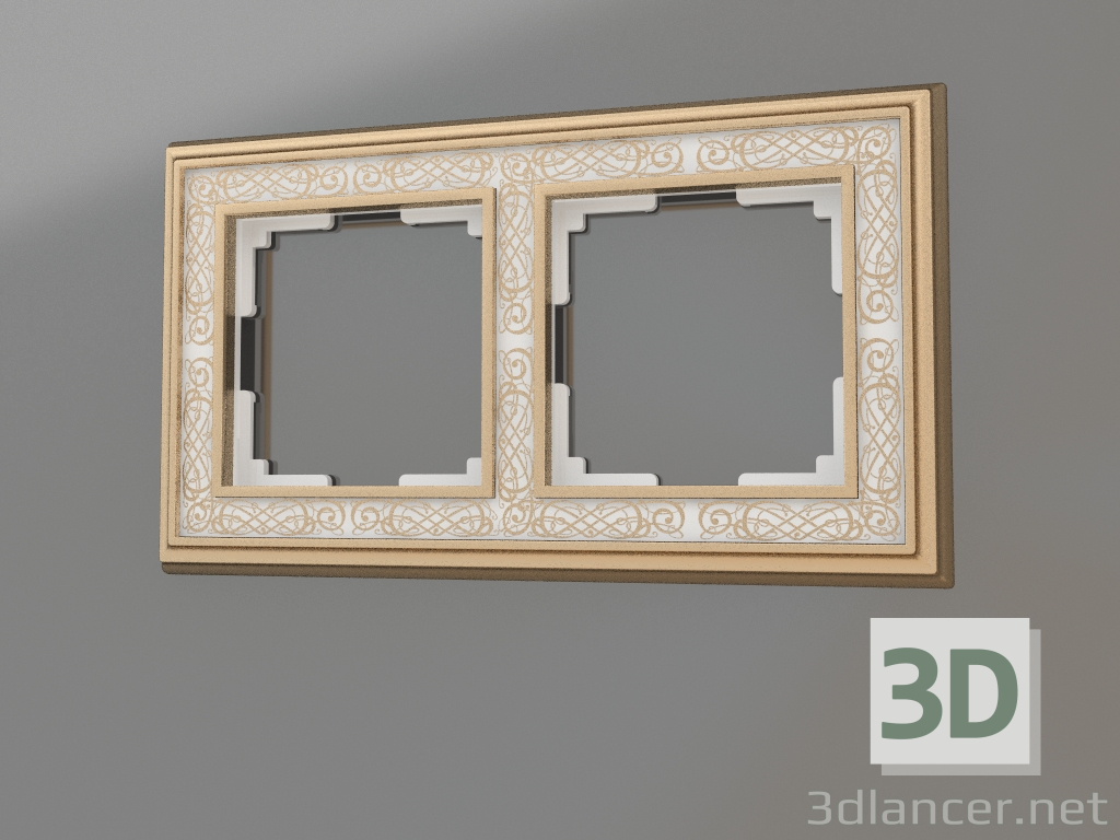 Modelo 3d Moldura para 2 postes Palacio Gracia (ouro-branco) - preview