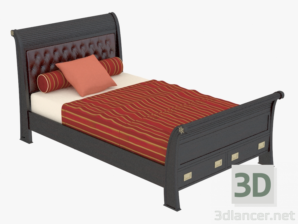 3d model Cama individual con tapicería de cuero - vista previa