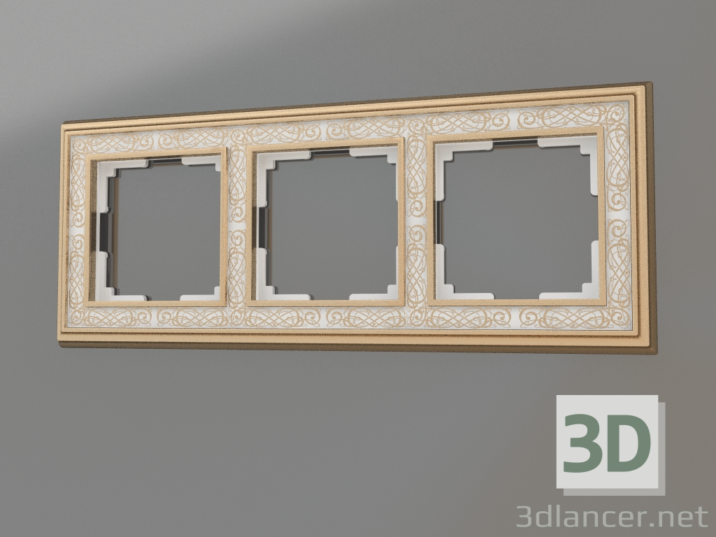 modello 3D Cornice per 3 montanti Palacio Gracia (oro-bianco) - anteprima