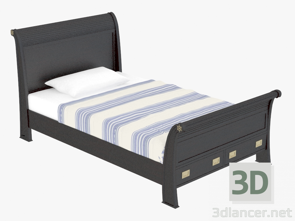 modello 3D Letto singolo con decorazione in bronzo - anteprima