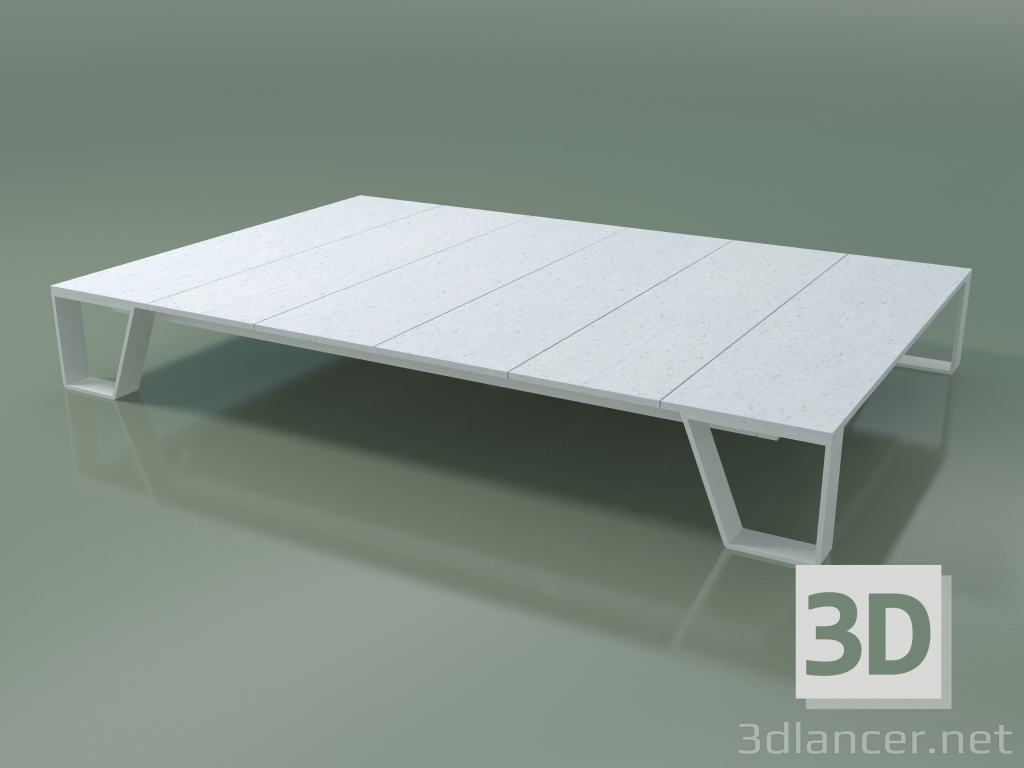 Modelo 3d Mesa de centro de exterior InOut (955, alumínio lacado branco, ripas de pedra de lava esmaltada bran - preview