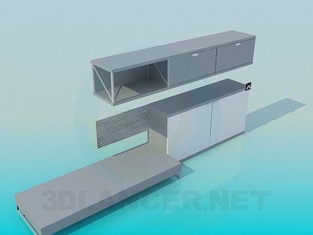 3d model Muebles juego de TV - vista previa