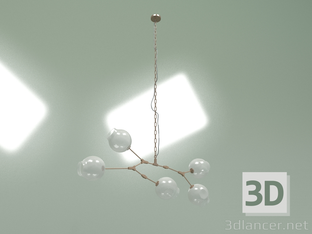 modello 3D Lampada a sospensione Branching Bubbles Summer 5 luci altezza 90 (bianco, ottone) - anteprima