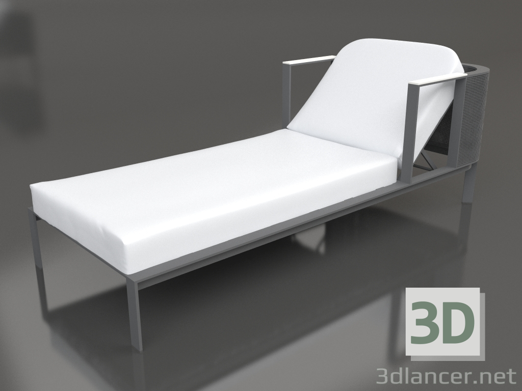 modello 3D Chaise longue con poggiatesta rialzato (Antracite) - anteprima