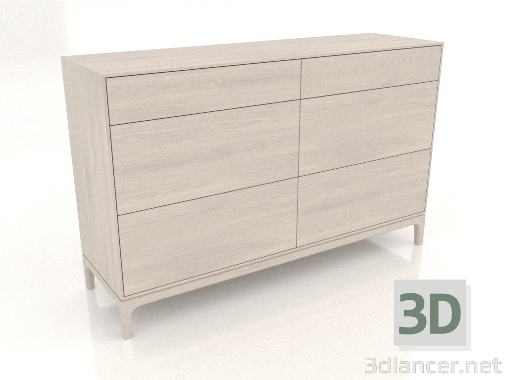 modello 3D Cassettiera FARGO 1500x450x950 mm (rovere sbiancato) - anteprima