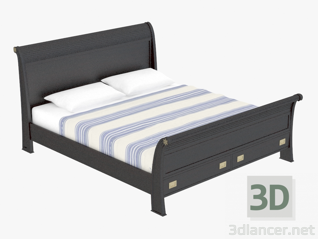 3d model Cama doble en estilo mar - vista previa