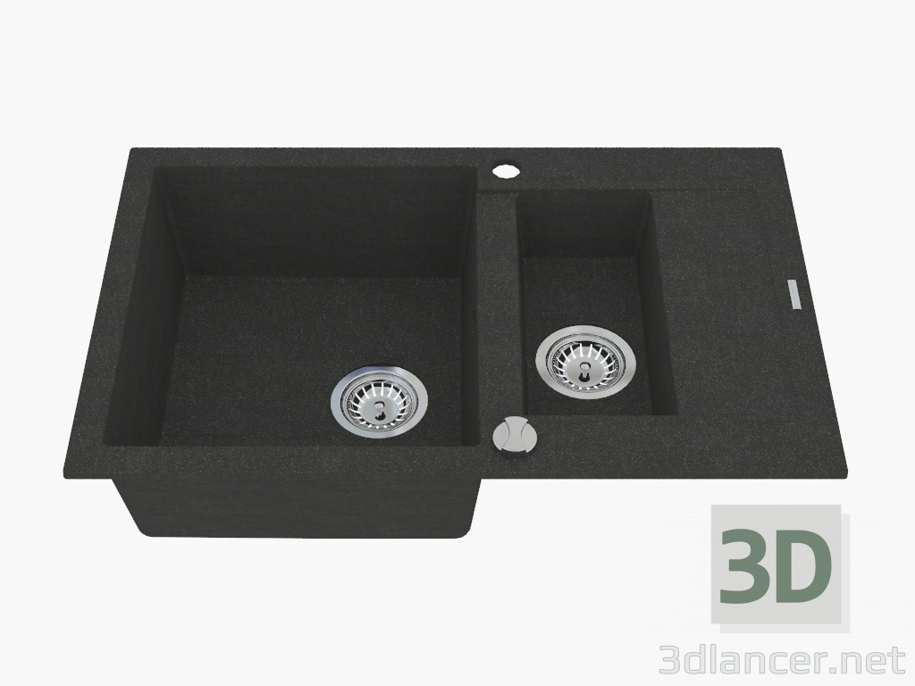 3d model 1.5-bowl sink with a short drain - Rapido graphite metal (ZQK G513) - preview