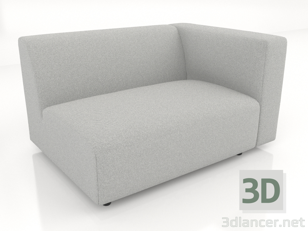 modello 3D Divano modulo 1 posto (L) 103x90 con bracciolo a destra - anteprima