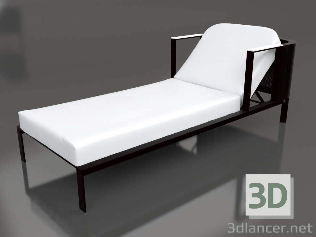 Modelo 3d Chaise longue com encosto de cabeça elevado (Preto) - preview