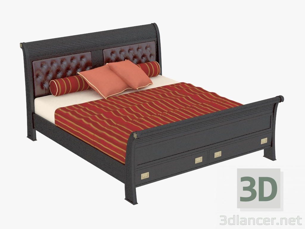 modello 3D Letto matrimoniale con inserti in pelle - anteprima