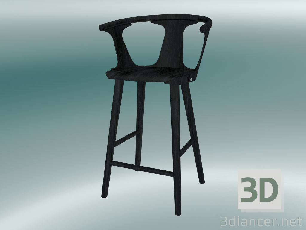 Modelo 3d Tamborete de barra entre (SK7, H 92cm, 58x54cm, carvalho envernizado preto) - preview