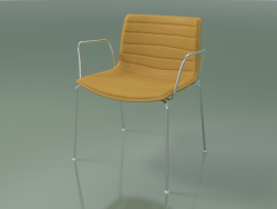 Chair 0203 (4 legs, with armrests, with leather upholstery)