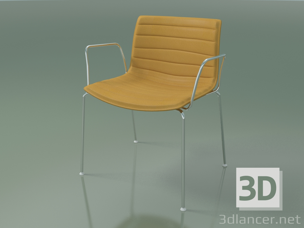 3d model Chair 0203 (4 legs, with armrests, with leather upholstery) - preview