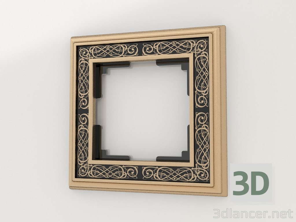 Modelo 3d Moldura para 1 poste Palacio Gracia (ouro-preto) - preview