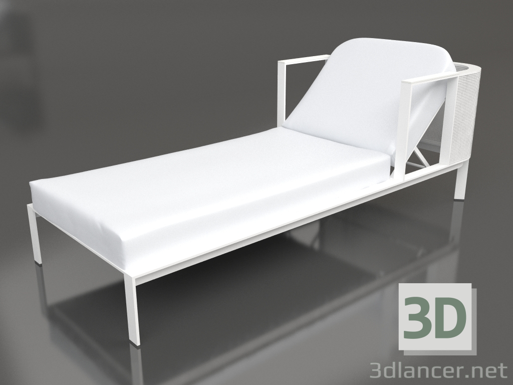 3d model Chaise longue con reposacabezas elevado (Blanco) - vista previa