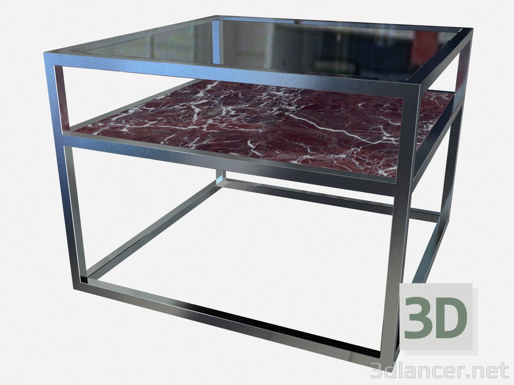 Modelo 3d Mesa de centro quadrada com prateleira extra Carmen Z03 - preview