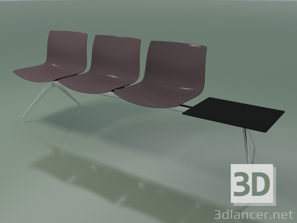 3d model Banco 2036 (triple, con mesa, polipropileno PO00404) - vista previa