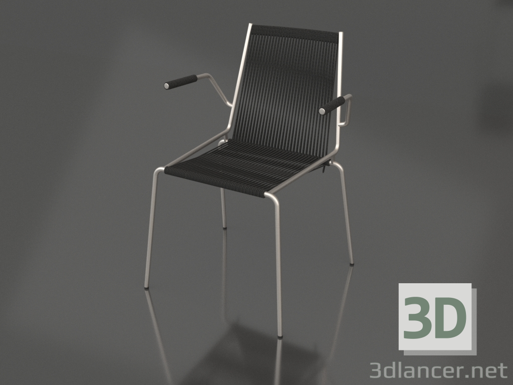 modèle 3D Chaise avec accoudoirs Noel (Piètement en Acier, Drisse Drapeau Noir) - preview