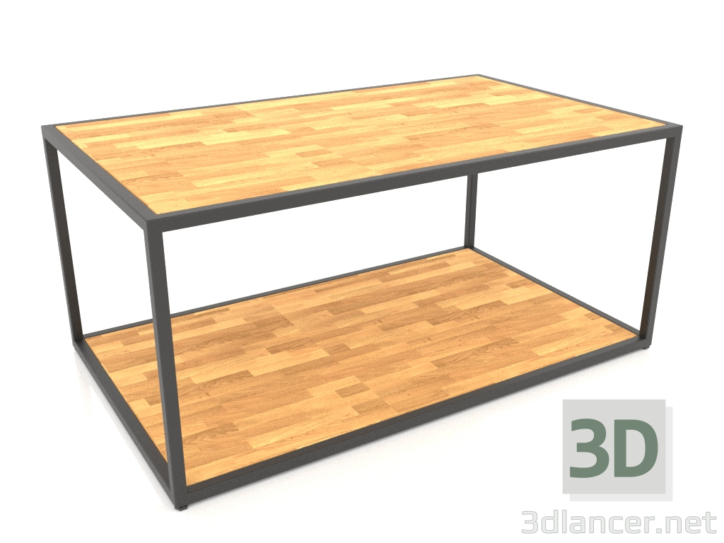 3d model Two-level rectangular coffee table (WOOD, 100X60X50) - preview