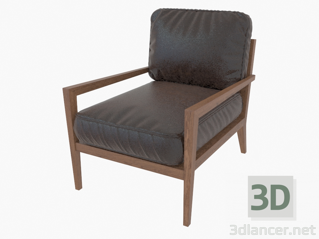 3d model Silla Kyrie Modern Classic Butaca Angular de Cuero Marrón - vista previa