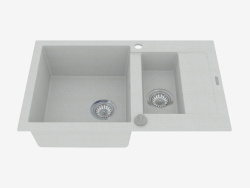 1,5-bowl sink with a short drain - gray metal Rapido (ZQK S513)