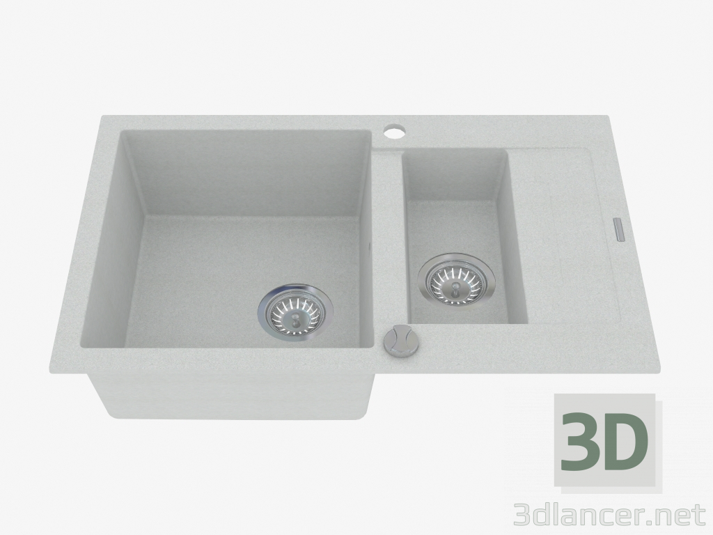 3d model Fregadero de 1,5 tazas con un drenaje corto - metal gris Rapido (ZQK S513) - vista previa